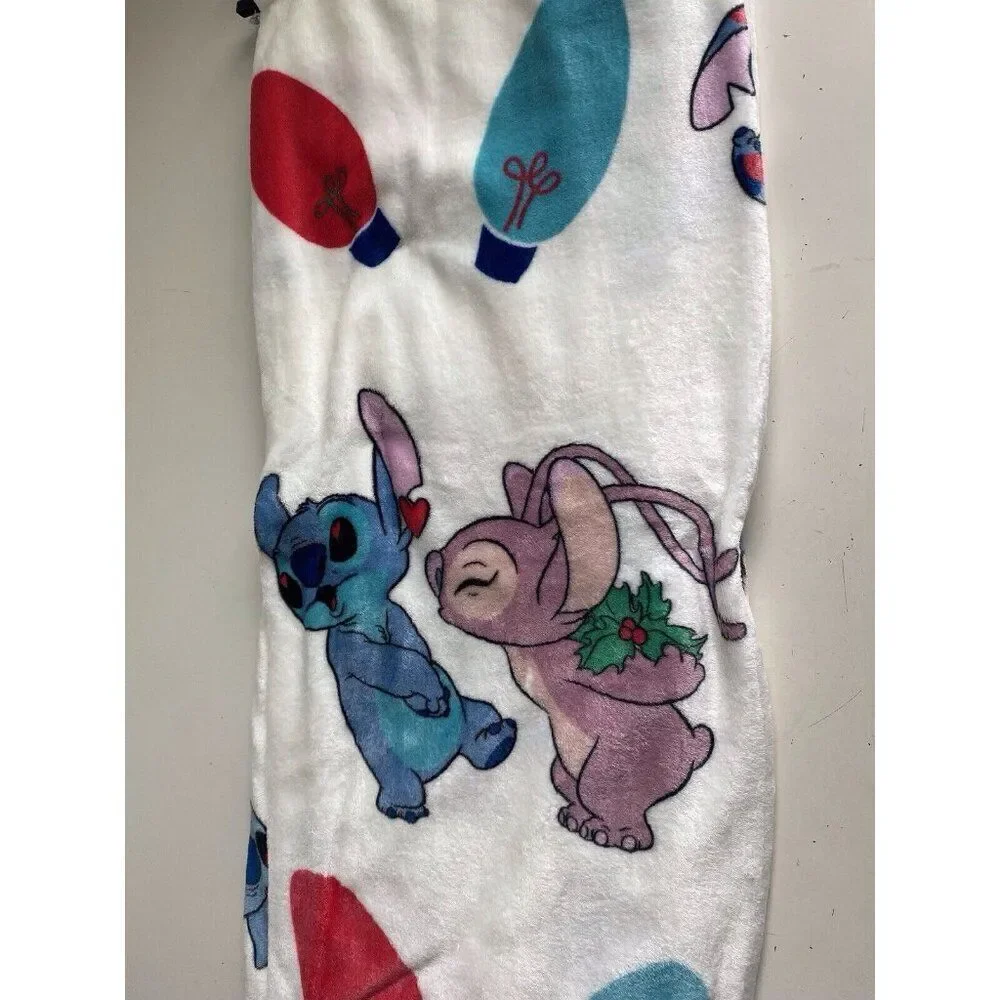 Disney Stitch & Angel Mistletoe Christmas Lights Soft Throw Blanket 50 X 70” NEW